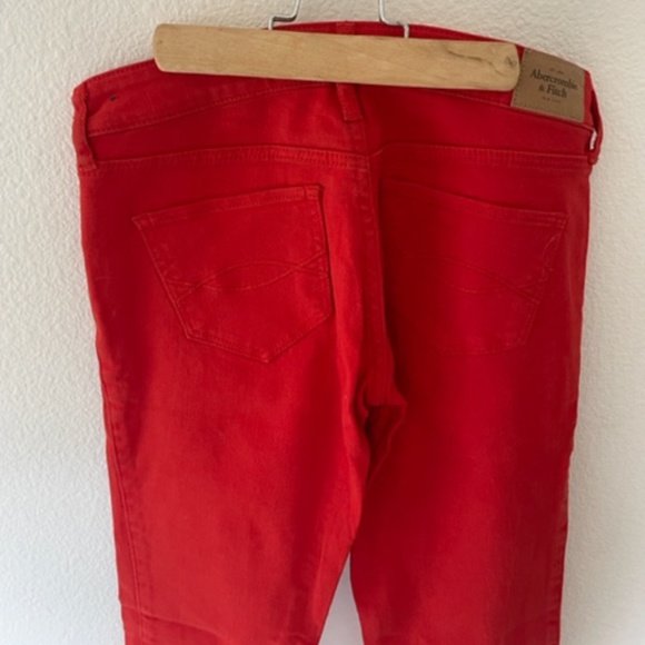 Abercrombie & Fitch | Y2K Vintage Neon Red/Orange Low-Rise Skinny Jeans, Size 0R - Picture 7 of 13